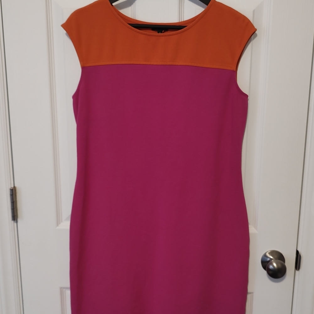 Talbot's Women's Dress Midi Pink Orange Classy Clothing Sleeveless Size 10